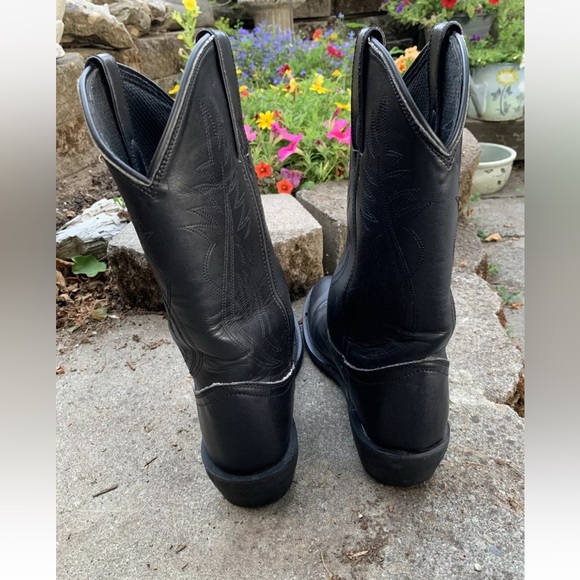 Justin Basic Leather Boots Mens Size 13D Style #JB1104 Black Cowboy Western Work - Picture 5 of 12